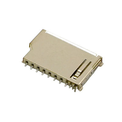 品質  Short Body 9Pin SD Memory Card Connector Push Push Type Copper Shell 工場