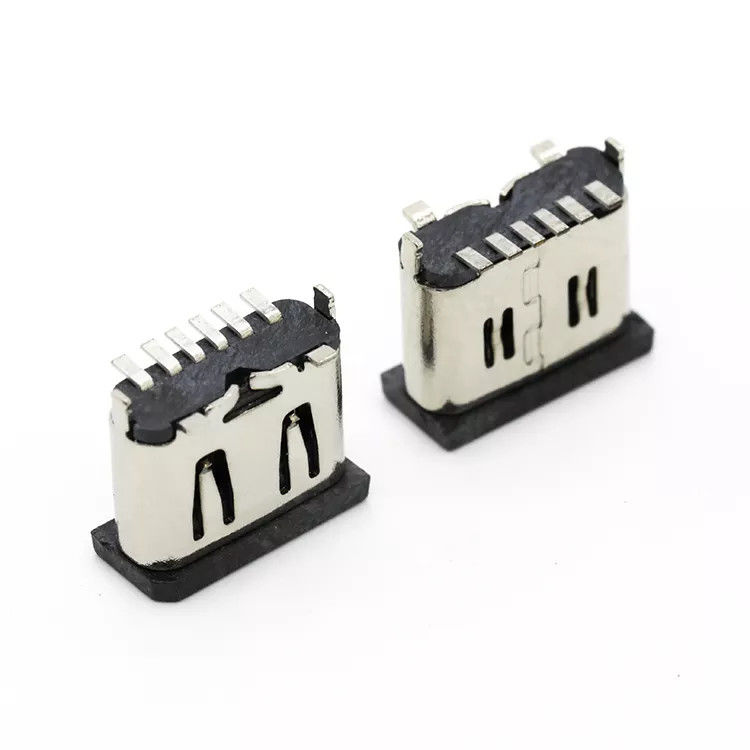 携帯電話のための縦6P女性USB 3.1 CのコネクターのジャックのソケットSMTのタイプ