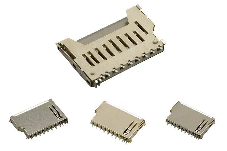 短いボディ9Pin SDメモリ・カードのコネクター押し押しのタイプ銅の貝