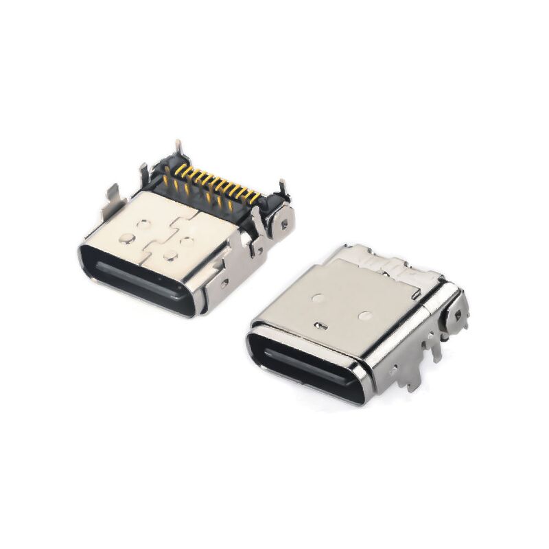 24PIN USB 3.1タイプC 女性型ハイブリッド直角接頭 携帯電話充電と高速データ転送