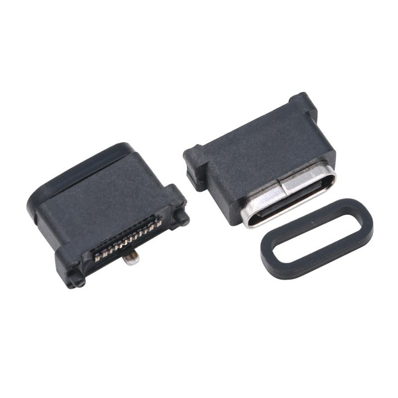 USB 3.2 Type-C 40 Gbps 防水 U4 ソケット 24ピン SMT DIP PCB メスコネクタ 金メッキ ステンレススチール 5A 100V AC