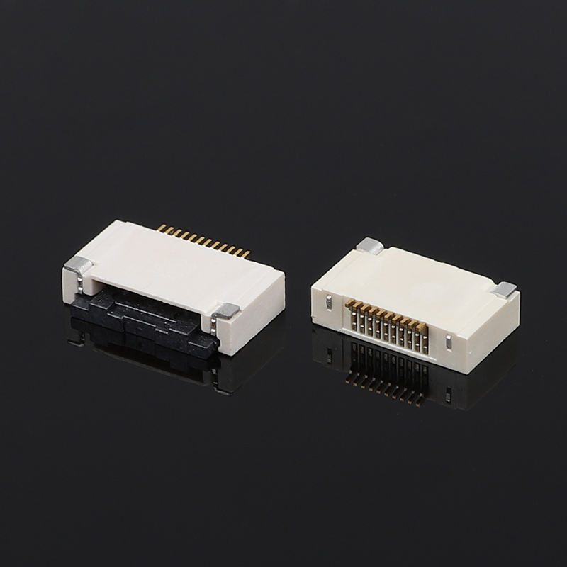 フラットフレキシブル電子機器用 0.5mmピッチ バタフライロック FFC/FPCコネクタ 水平 下接点 高さ2.55H フリップカバー