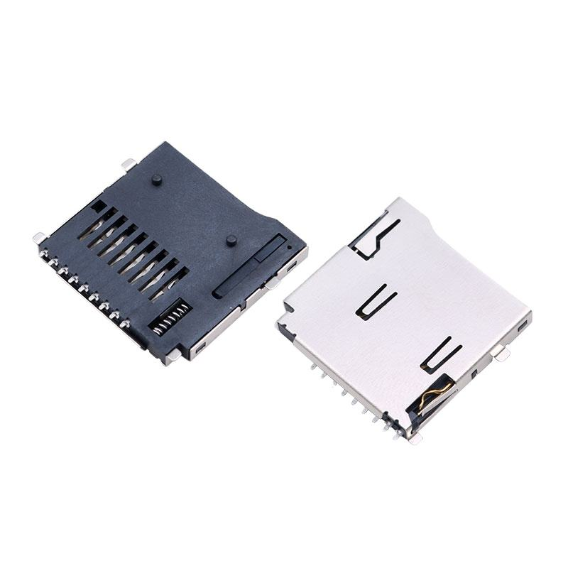 8ピン Micro SD / TF カードソケット | Molex 472192001 互換品 | H1.8mm リフトカバー（ヒンジ）SMTコネクタ