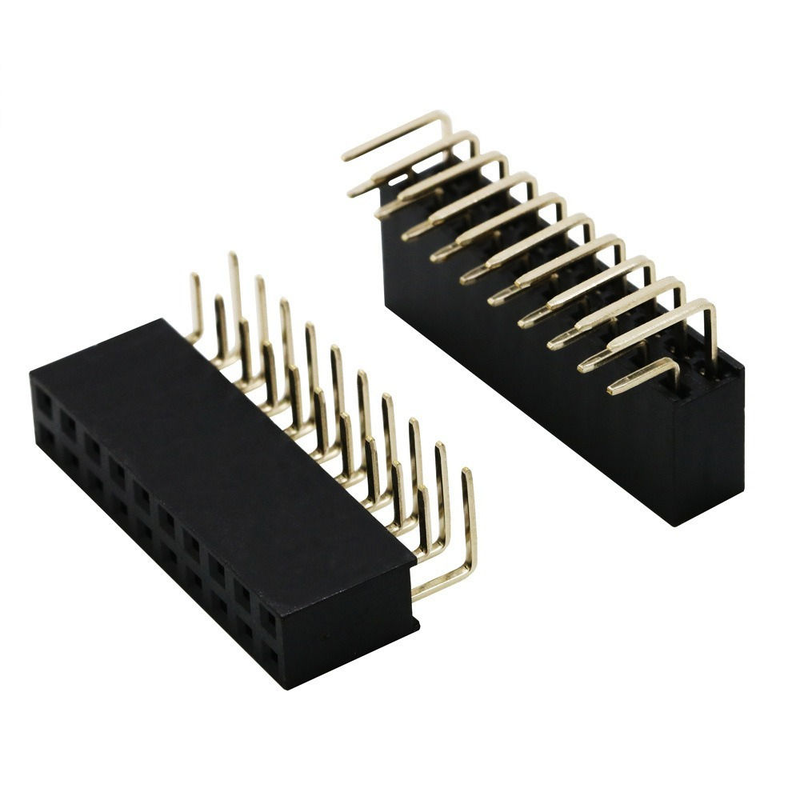 2X10P 20P ダブルロウ ベントメスヘッダー ピッチ 2.54mm ピン PBT素材 リン青銅コンタクト