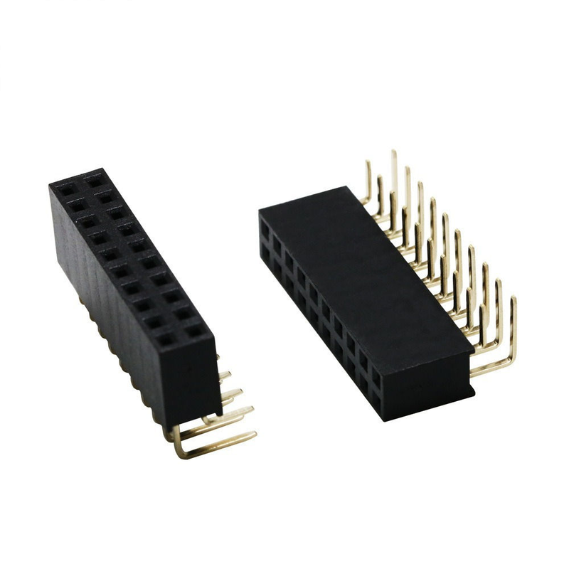 2X10P 20P ダブルロウ ベントメスヘッダー ピッチ 2.54mm ピン PBT素材 リン青銅コンタクト