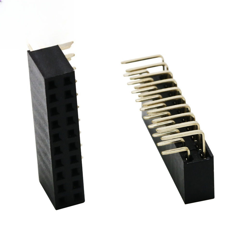 2X10P 20P ダブルロウ ベントメスヘッダー ピッチ 2.54mm ピン PBT素材 リン青銅コンタクト