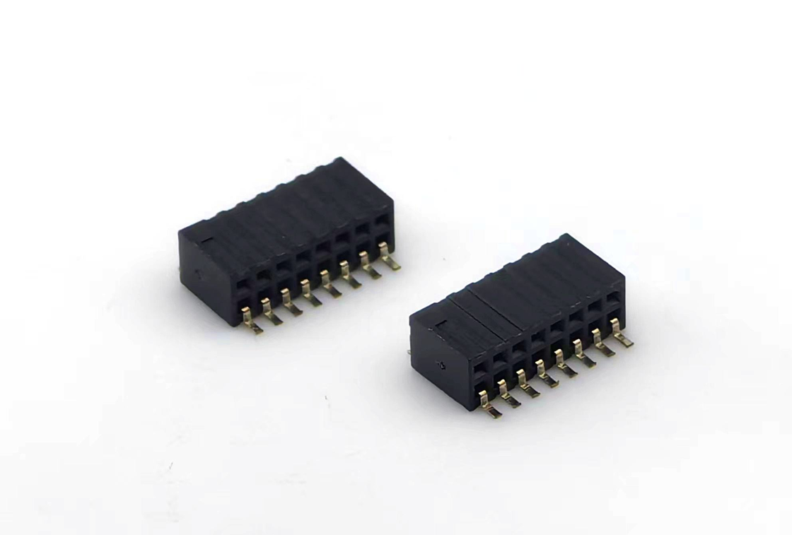 1.27mm Pitch Female Header Connector Dual Row Side Entry SMT PCB Adapter Brass Contact Nylon Housing H3.45mm 2*8P