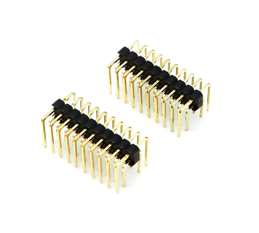 2.54mm ピッチ 男性ピンヘッダー 双列右角PCB ナイロン SQ0.64mm H2.5mm 2*1P-2*40P