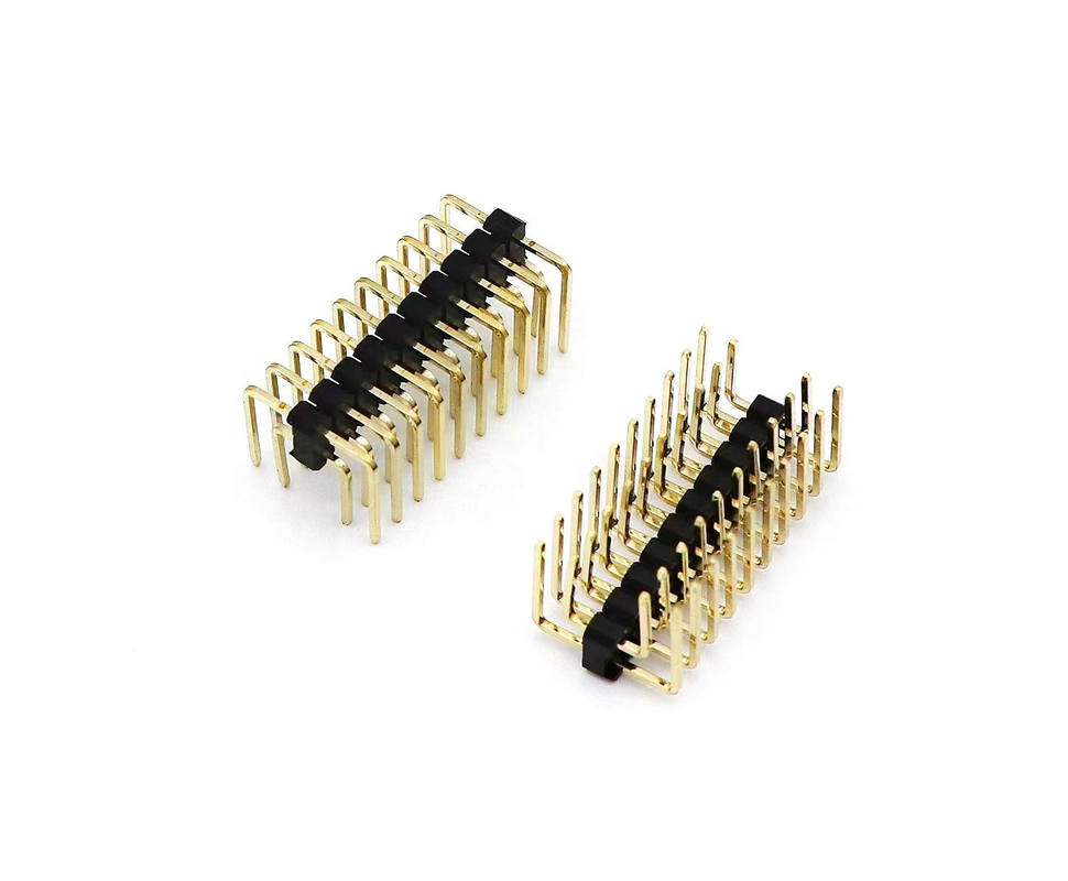 2.54mm ピッチ 男性ピンヘッダー 双列右角PCB ナイロン SQ0.64mm H2.5mm 2*1P-2*40P