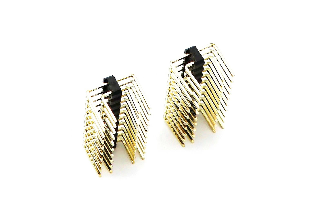 2.54mm ピッチ 男性ピンヘッダー 双列右角PCB ナイロン SQ0.64mm H2.5mm 2*1P-2*40P