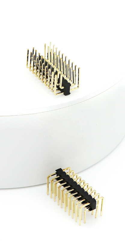 2.54mm ピッチ 男性ピンヘッダー 双列右角PCB ナイロン SQ0.64mm H2.5mm 2*1P-2*40P