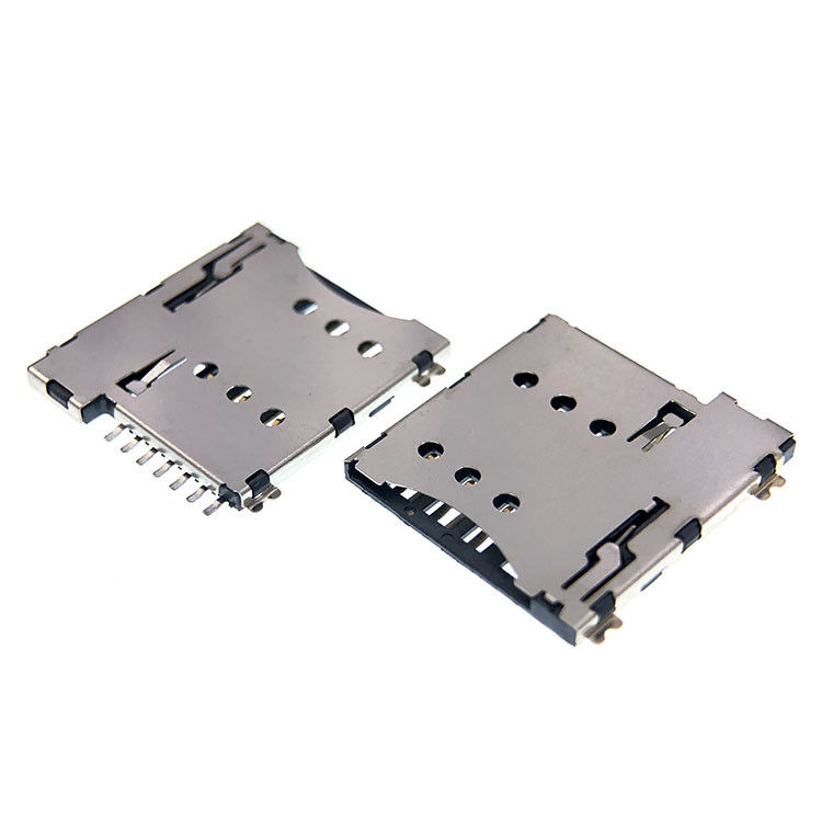 PCBのためのプッシュ プル タイプ マイクロ7p SIMカード ソケットのコネクター1.35mmの高さ