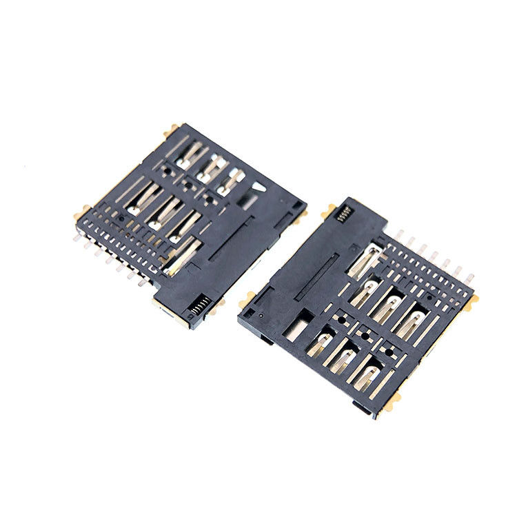 PCBのためのプッシュ プル タイプ マイクロ7p SIMカード ソケットのコネクター1.35mmの高さ