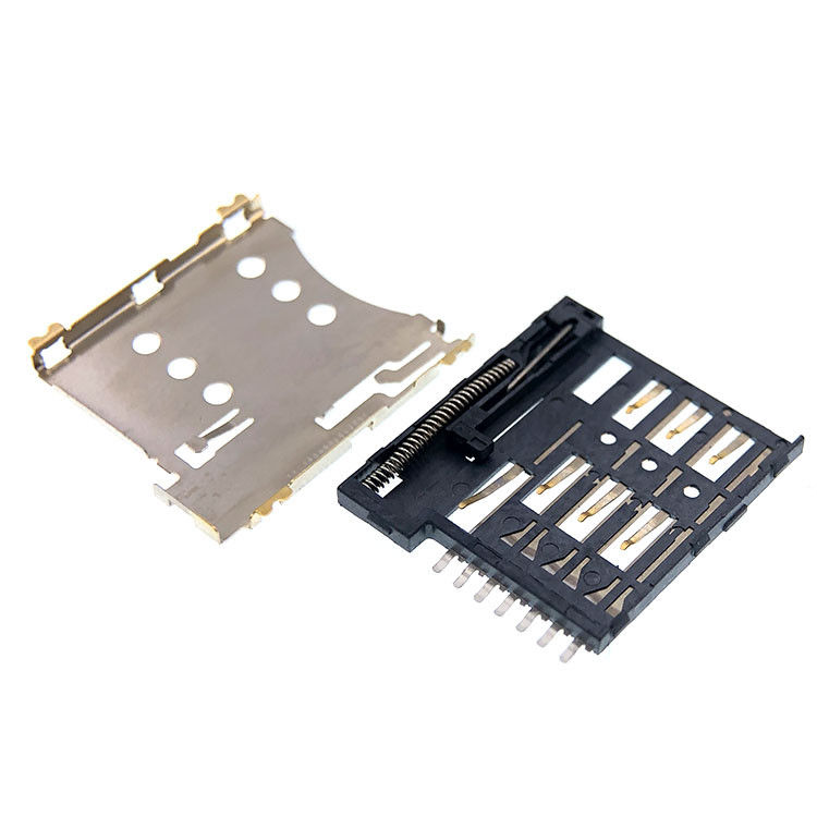 PCBのためのプッシュ プル タイプ マイクロ7p SIMカード ソケットのコネクター1.35mmの高さ